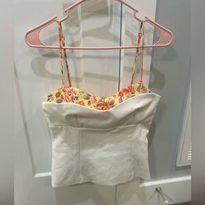 Floral and White Strapless Top